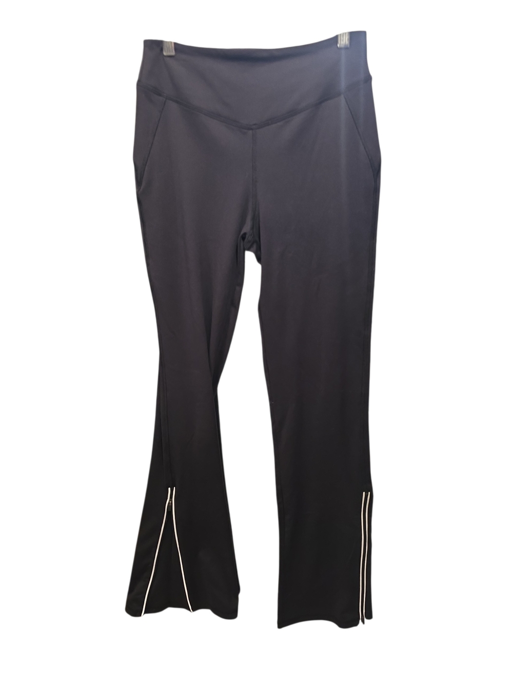 SO Black Straight Leg Jumpsuit-Style Pants with Reflective Zipper Trim